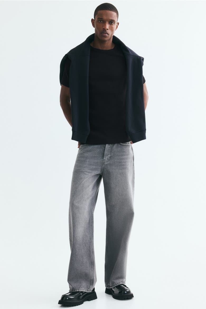 Slim-Fit Ribbed T-Shirt, Alternate, color, Black