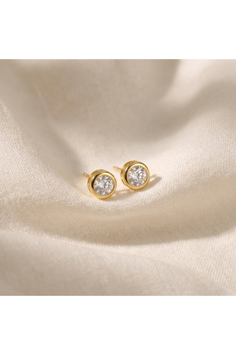 .50 - 1.75 Carat TW Diamond Bezel Stud Earrings in 14k Gold Lab Grown, Alternate, color, Yellow Gold - .50Ct