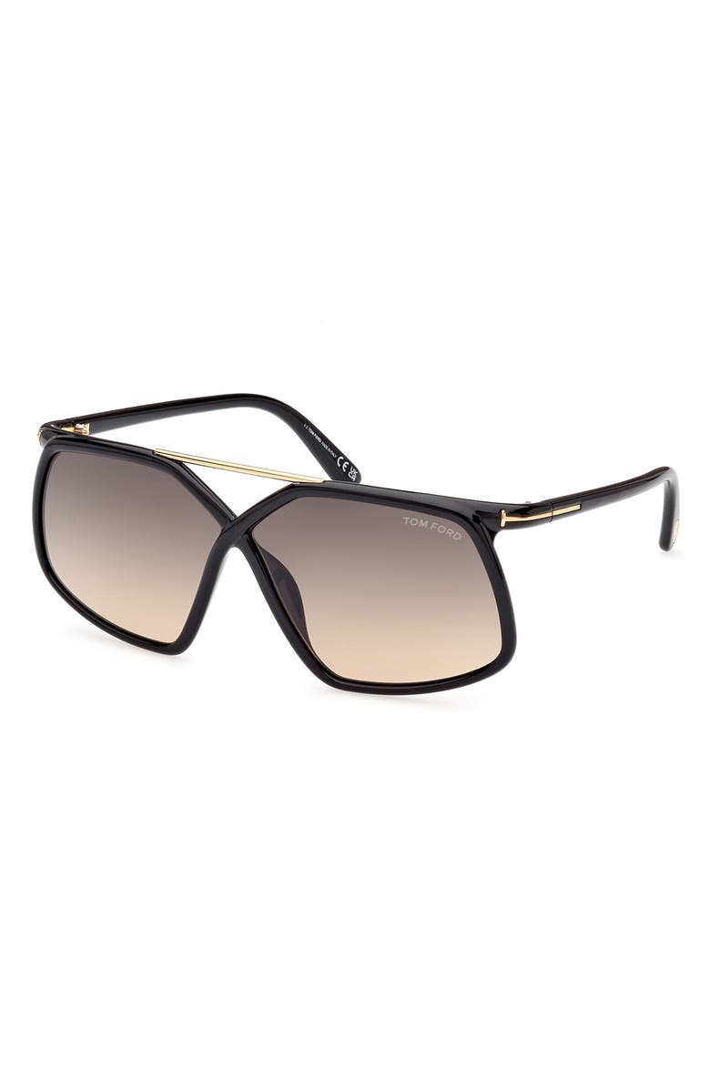 TOM FORD Meryl 64mm Gradient Polarized Oversize Square Sunglasses, Alternate, color,