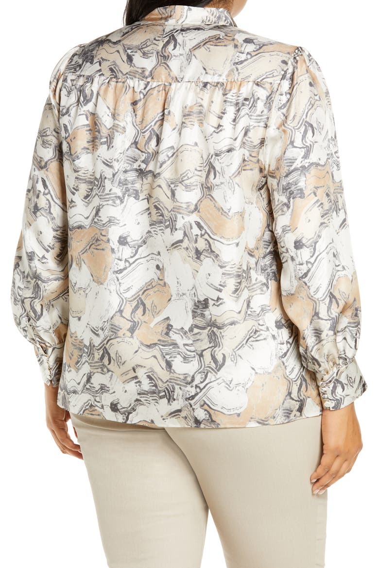 Clementine Abstract Silk Blouse, Alternate, color, LATTE MULTI