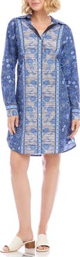 Karen Kane Floral Print Long Sleeve Shirtdress