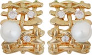 Panacea Crystal & Faux Pearl Hoop Earrings