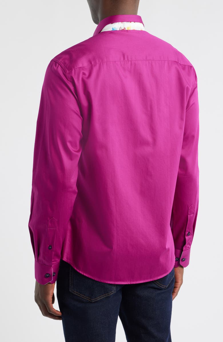 Siragusa Printed Silk Trim Dress Shirt, Alternate, color, Purple