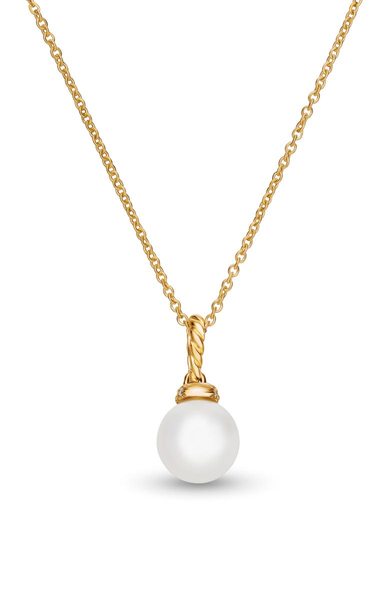 David Yurman Solari Pendant Necklace with Pearls and Diamonds in 18K Gold, Alternate, color, Pearl