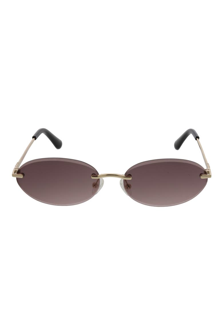 65mm Rimless Oval Sunglasses, Main, color, SHINY GOLD/ SMOKE/ PINK