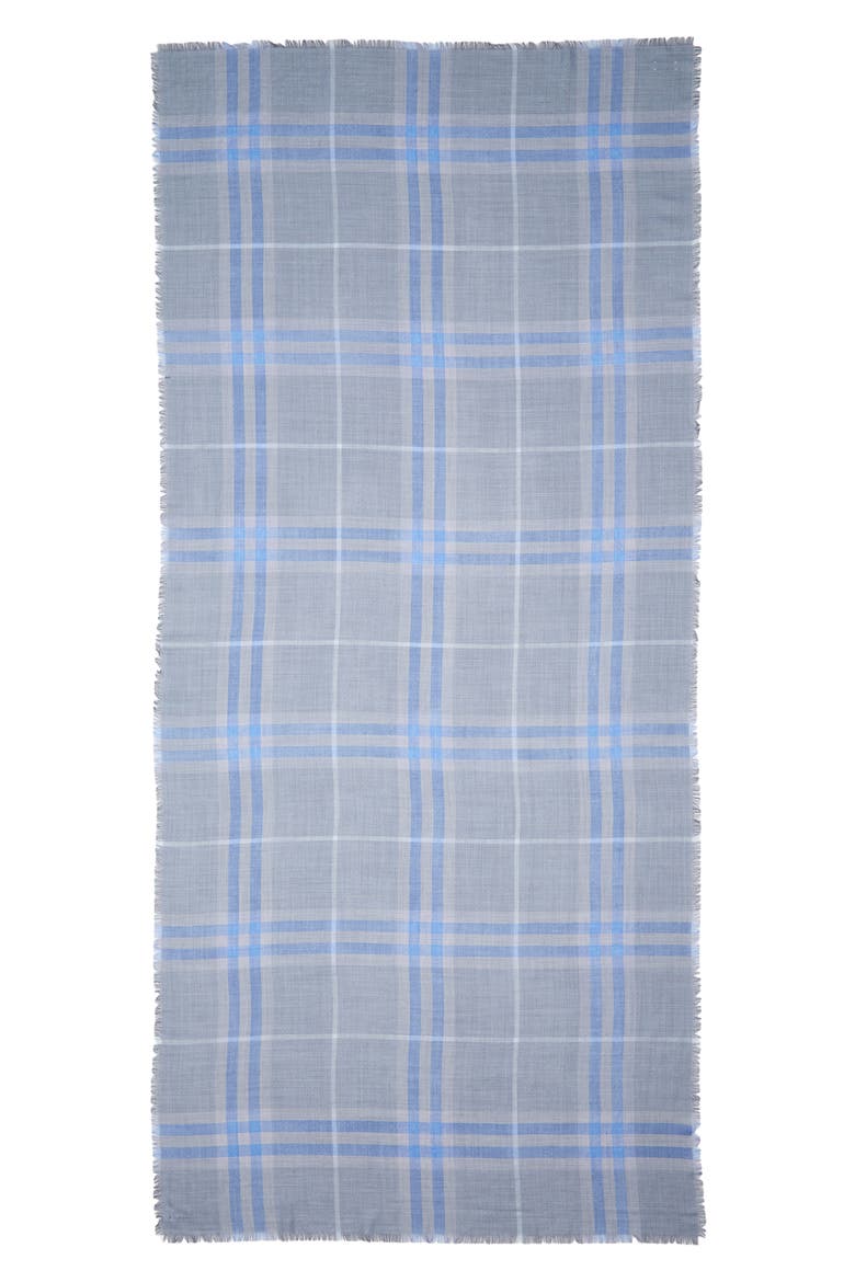 Reversible Medium Check Wool & Silk Scarf, Alternate, color, DIVE/ TORRENT BLUE