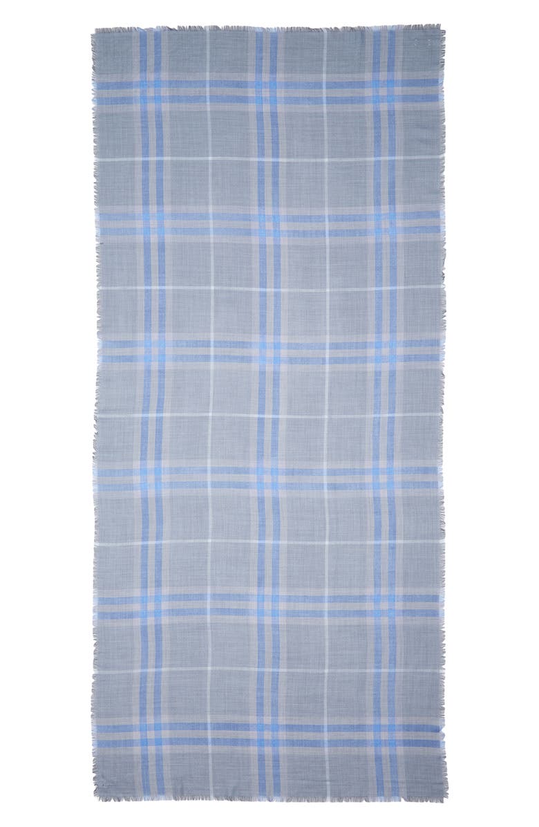 Burberry Reversible Medium Check Wool & Silk Scarf, Alternate, color, Dive/ Torrent Blue