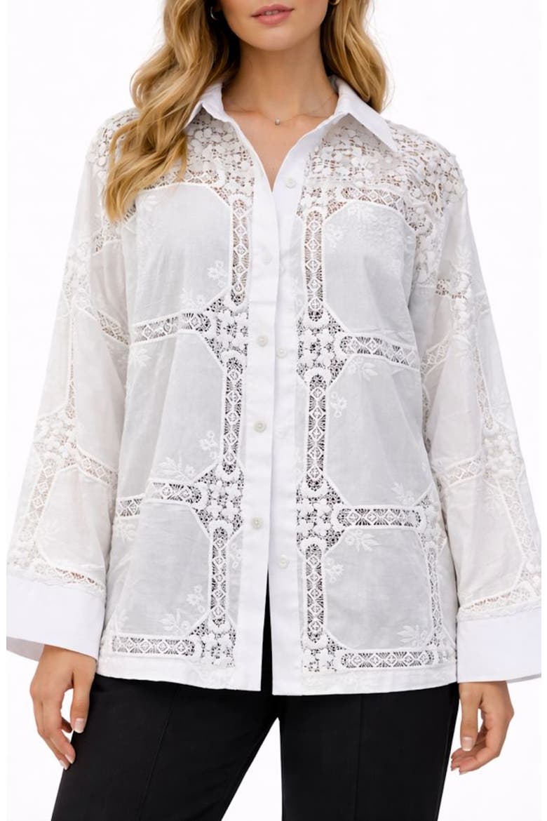 Lace Trim Shacket, Main, color, WHITE