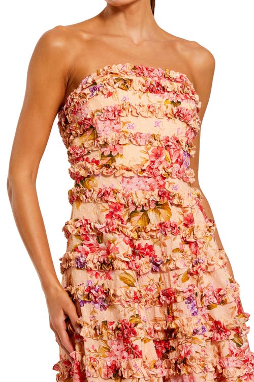 Mac Duggal Strapless Ankle Ruffle Cotton Dress