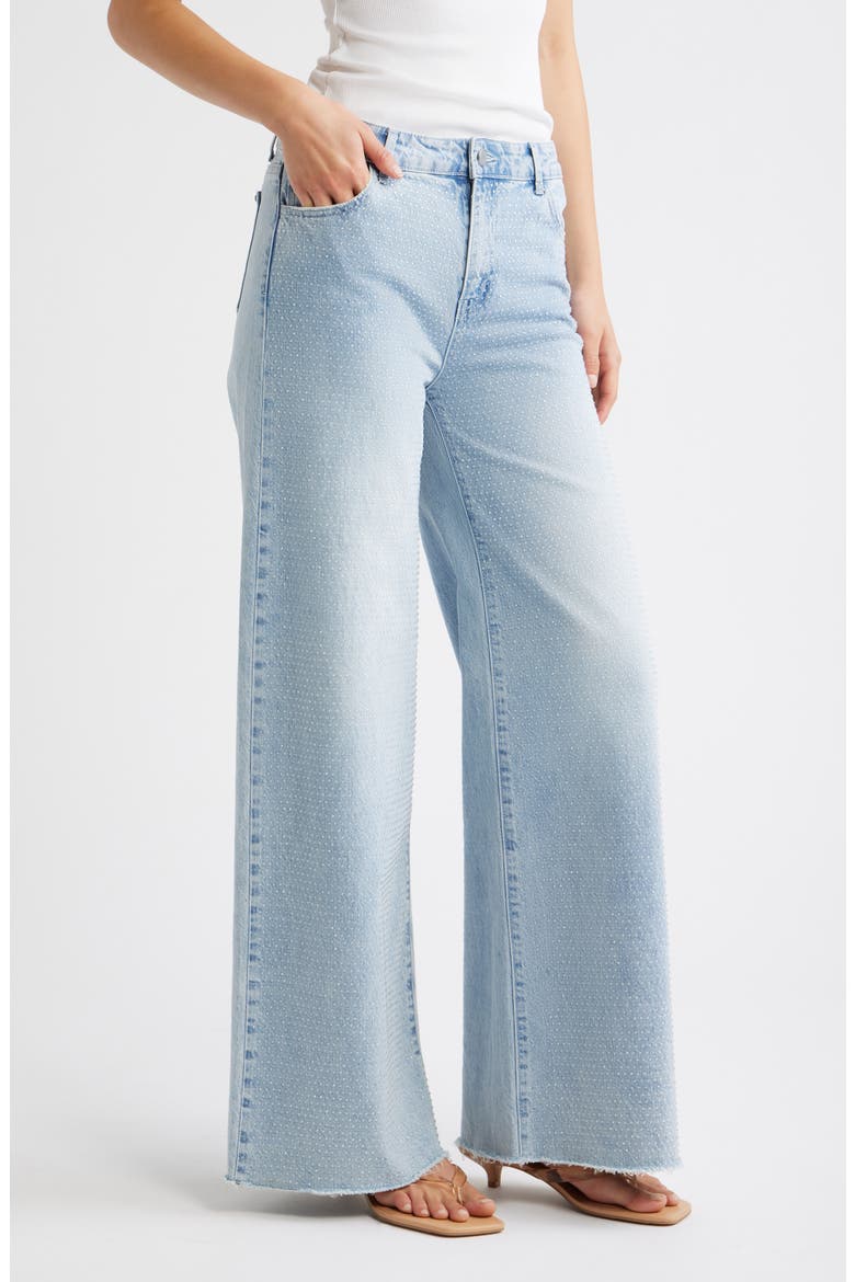 Rhinestone Wide Leg Jeans, Alternate, color, INDIGO