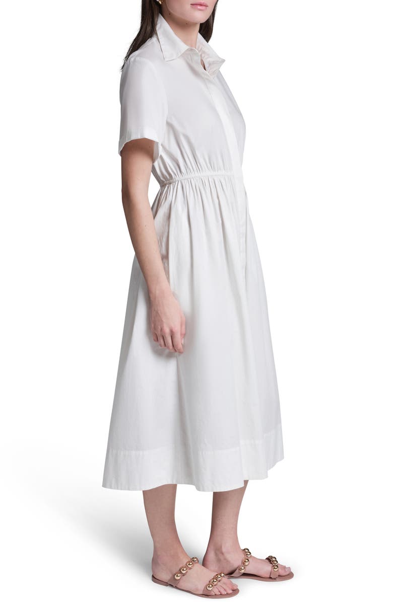 BCBG Cotton Poplin Midi Cape Back Shirt Dress, Alternate, color, Whisper White