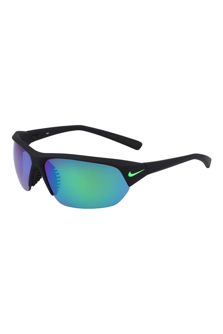 Skylon Ace 69mm Rectangular Sunglasses, Alternate, color, MATTE BLACK/ GREEN MIRROR