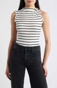 Loveappella Stripe Side Twist Rib Top