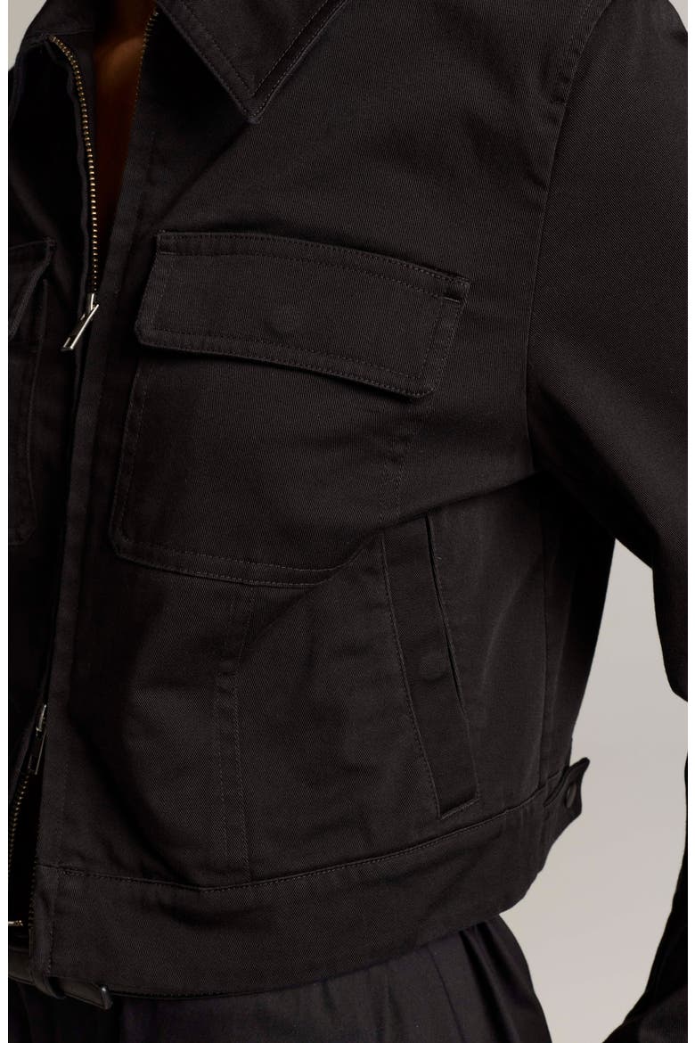 Shrunken Stretch Cotton Jacket, Alternate, color, BLACK