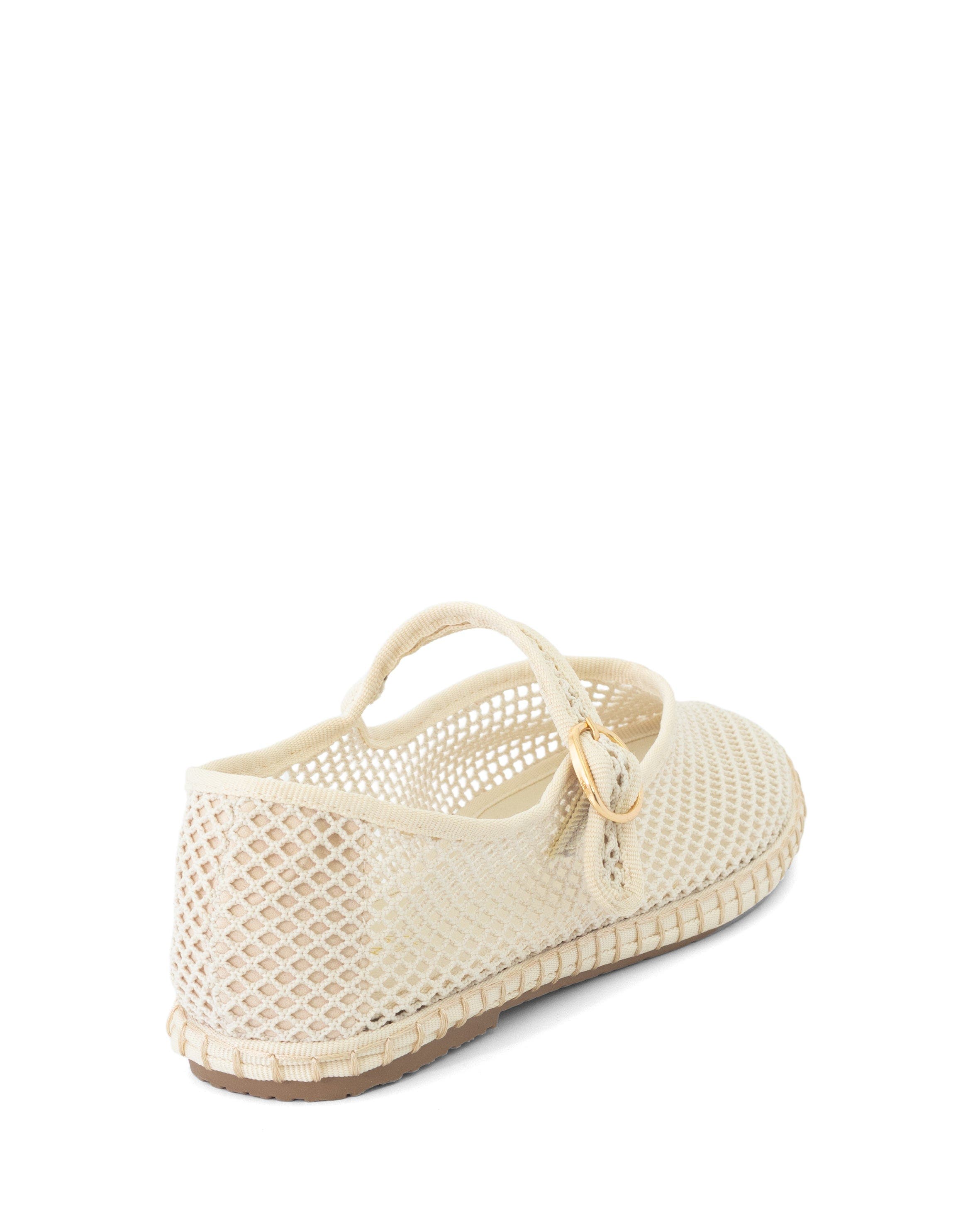 ALICANTE Round Toe mary jane ballet flats, Alternate, color, Off White Mesh