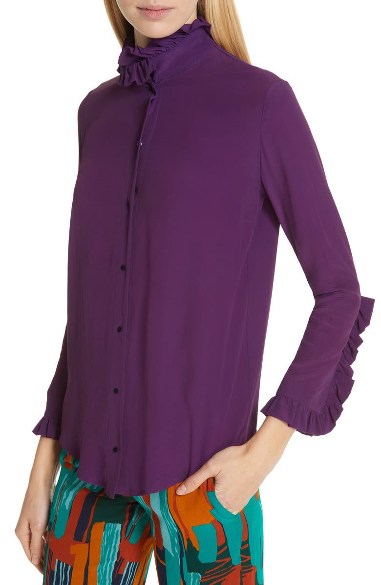 Roseanna Jacques Ruffle Trim Blouse, Alternate, color, 