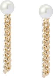 AllSaints Faux Pearl Chain Drop Earrings