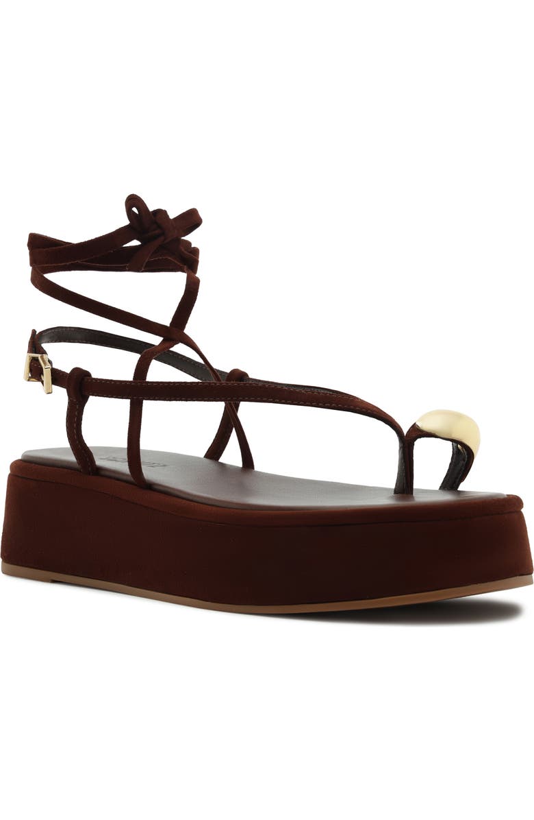 Schutz Zadie Wraparound Sandal, Main, color, Chestnut Brown