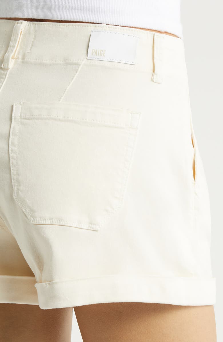 PAIGE Brooklyn High Waist Cuff Cotton Blend Shorts, Alternate, color, Qrtzsand