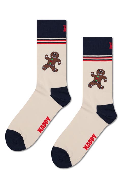 Happy Gingerbread Cotton Blend Crew Socks