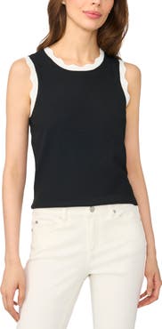 CeCe Scalloped Trim Sleeveless Sweater