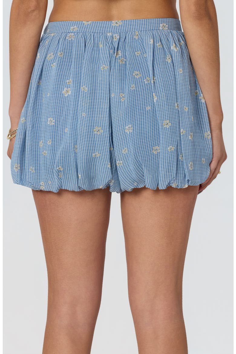 Kailey Pleated Bubble Shorts, Alternate, color, NAVY FLORAL GINGHAM