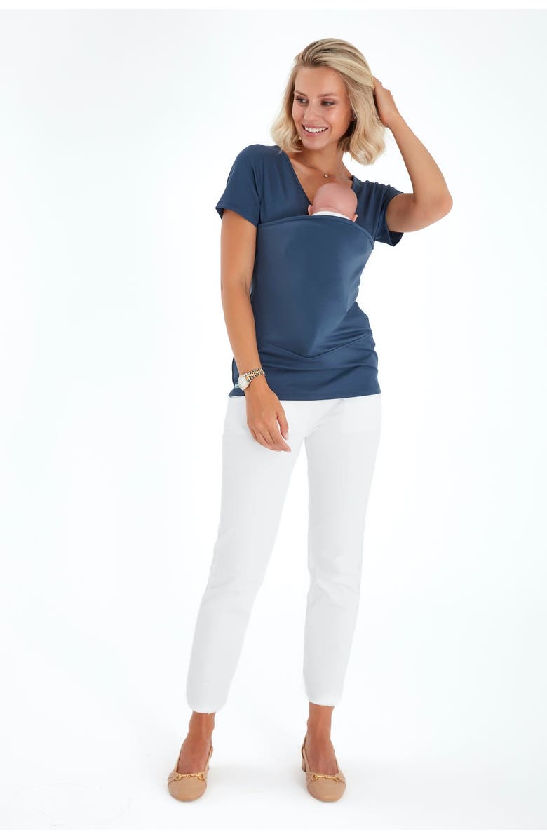 Accouchée Hands Free Baby Carrier Maternity/Nursing Top, Alternate, color, Navy Blue
