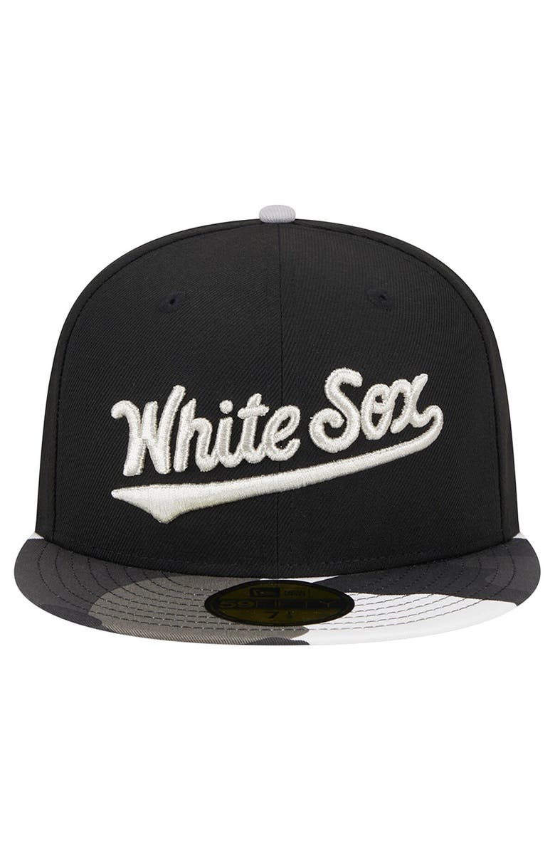 New Era Men's New Era Black Chicago White Sox Metallic Camo 59FIFTY Fitted Hat, Alternate, color, Black