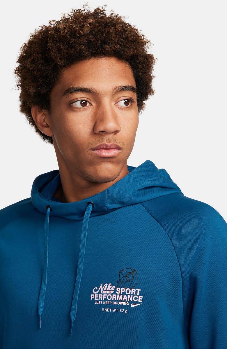 Nike Dri-FIT Hooded Fitness Pullover Hoodie, Alternate, color, Court Blue/ Pink Foam