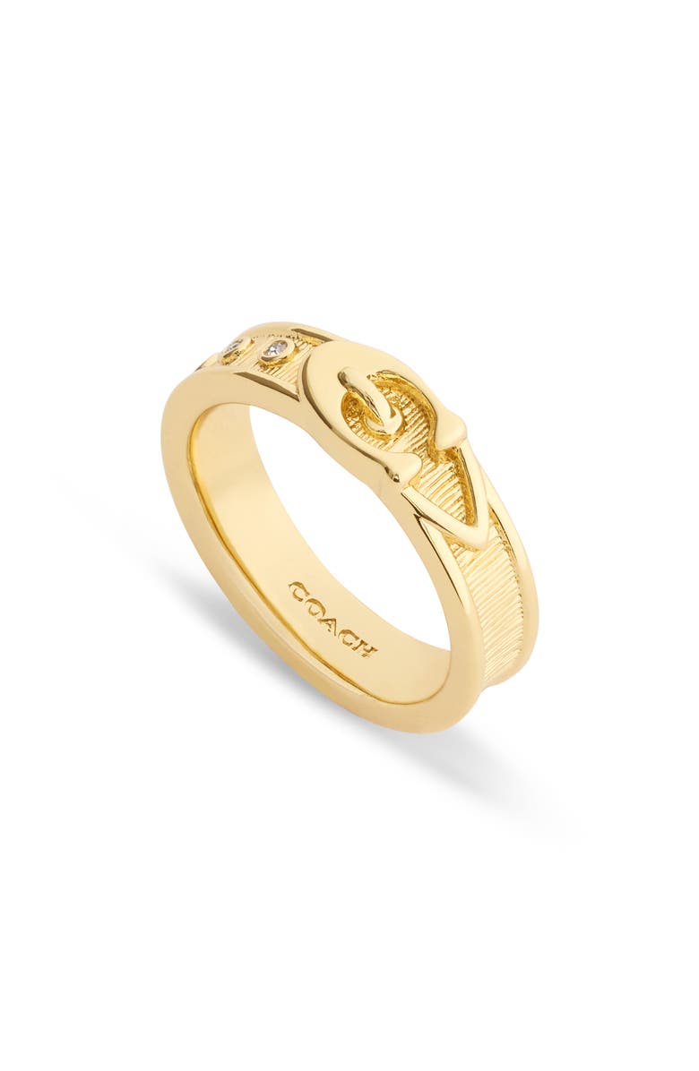 COACH C Buckle Band Ring, Main, color, Gold