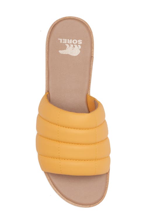 Sorel Ella Iii Quilted Puff Slide Sandal In Yellow Ray/honey White