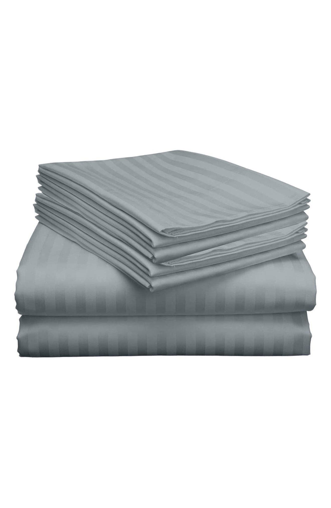 Luxury Home Dobby Stripe Sheet Set In Gray