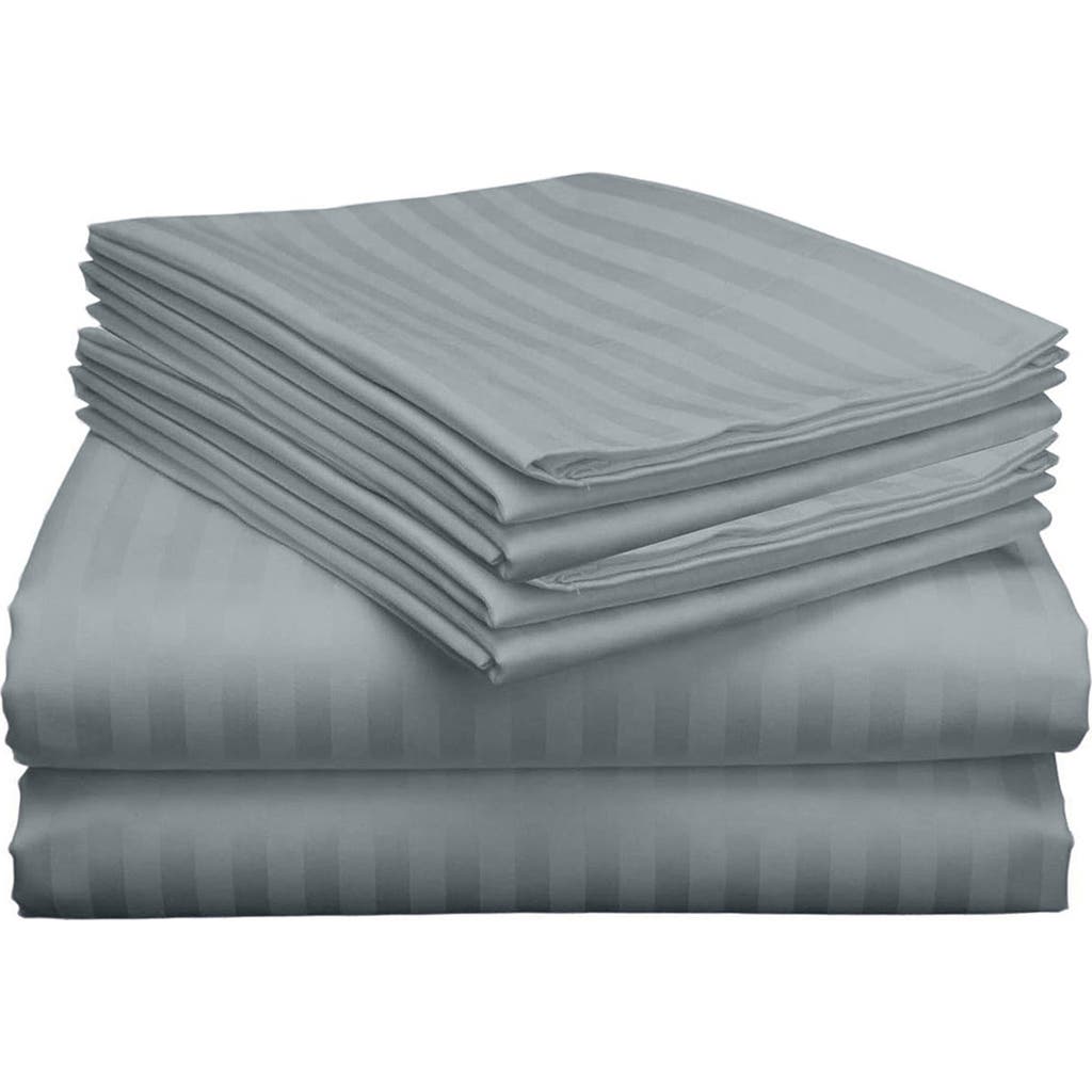 Luxury Home Dobby Stripe Sheet Set In Gray