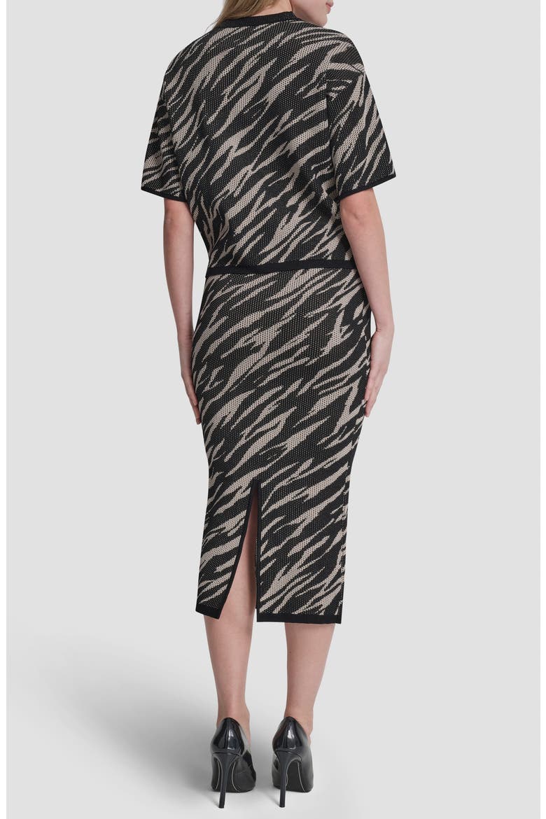Animal Pattern Openwork Jacquard Short Sleeve Sweater, Alternate, color, CONCRETE ANIMAL