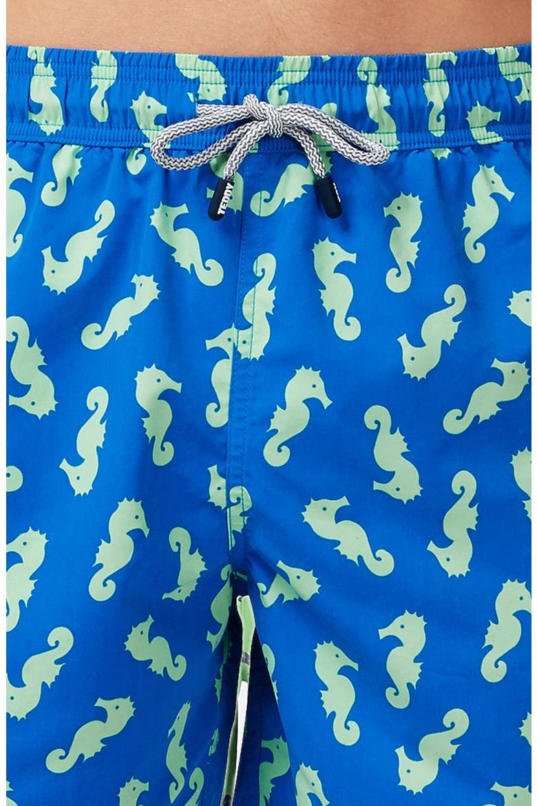 Seahorse Print Swim Trunks, Alternate, color, NAVY/ PALE GREEN