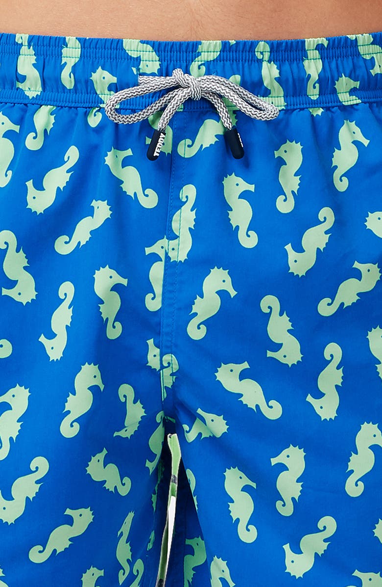 Tom & Teddy Seahorse Print Swim Trunks, Alternate, color, 