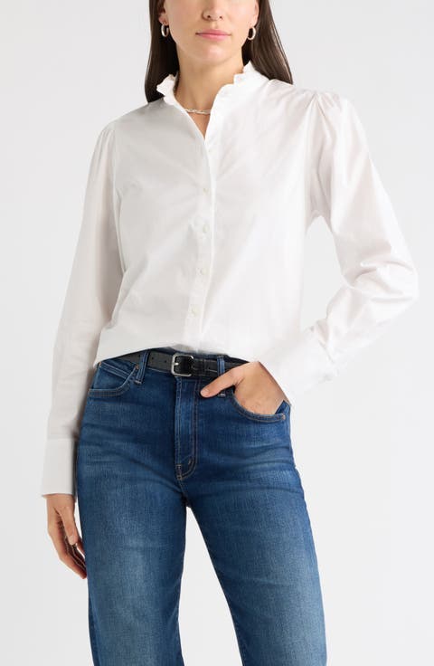 Ruffle Collar Button-Up Shirt