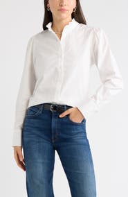 Caslon® Ruffle Collar Button-Up Shirt
