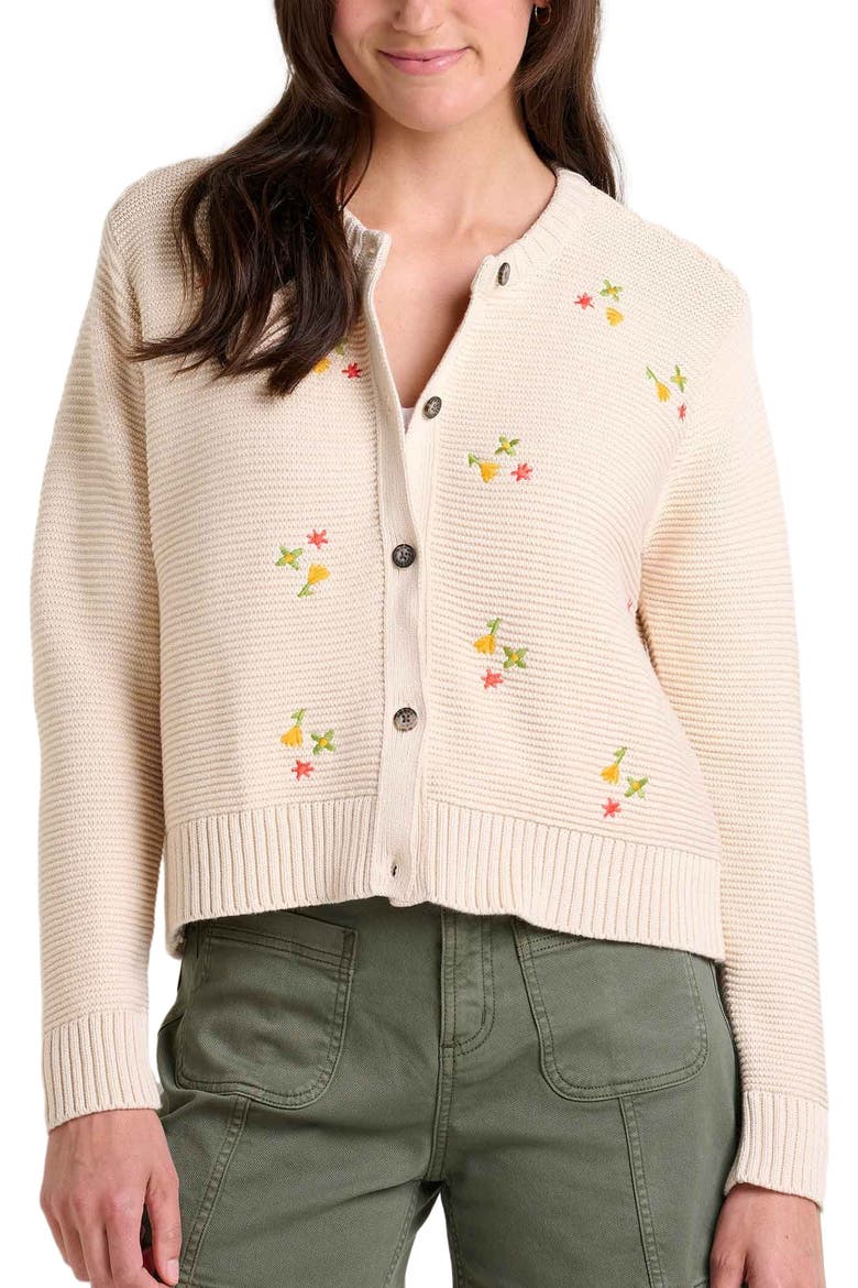 Bianca Crew Cardigan Embroidered, Alternate, color, Natural Embroidery