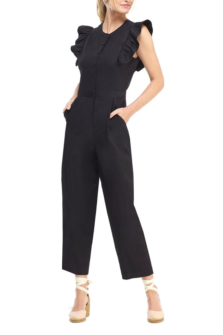Kierra Sateen Jumpsuit, Main, color, BLACK