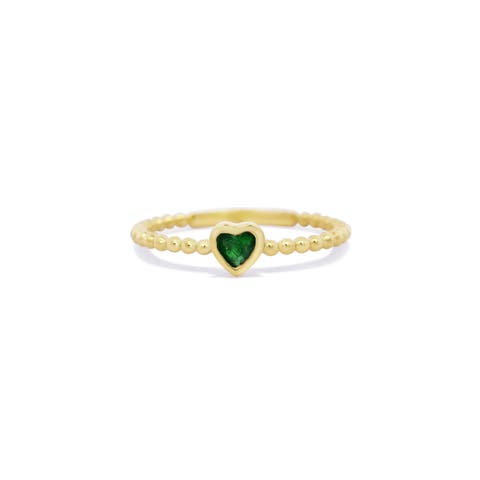 Emerald Bezel Heart Ring