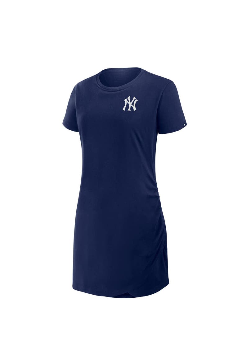 Women's Fanatics Navy New York Yankees Ruched Drape T-Shirt Dress, Alternate, color, Navy