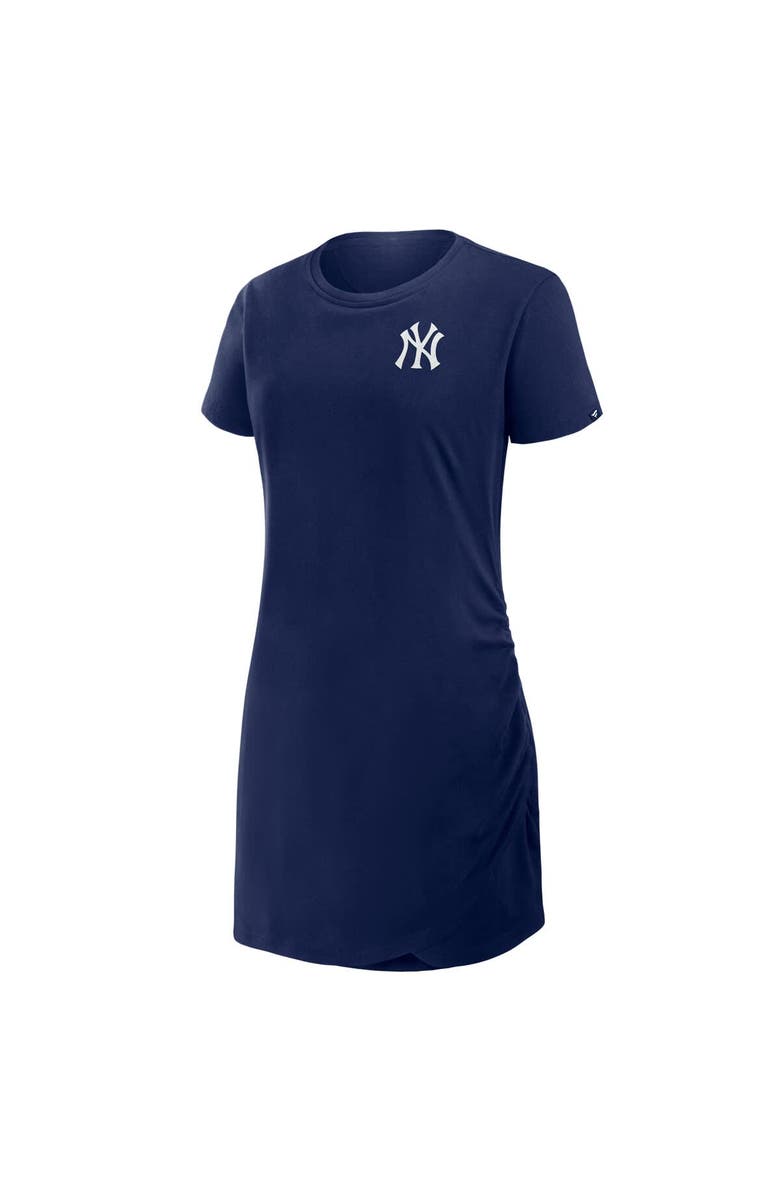 FANATICS Women's Fanatics Navy New York Yankees Ruched Drape T-Shirt Dress, Alternate, color, Navy