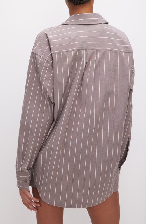 GOOD AMERICAN GOOD AMERICAN OVERSIZE STRIPE STRETCH COTTON POPLIN BUTTON-UP SHIRT