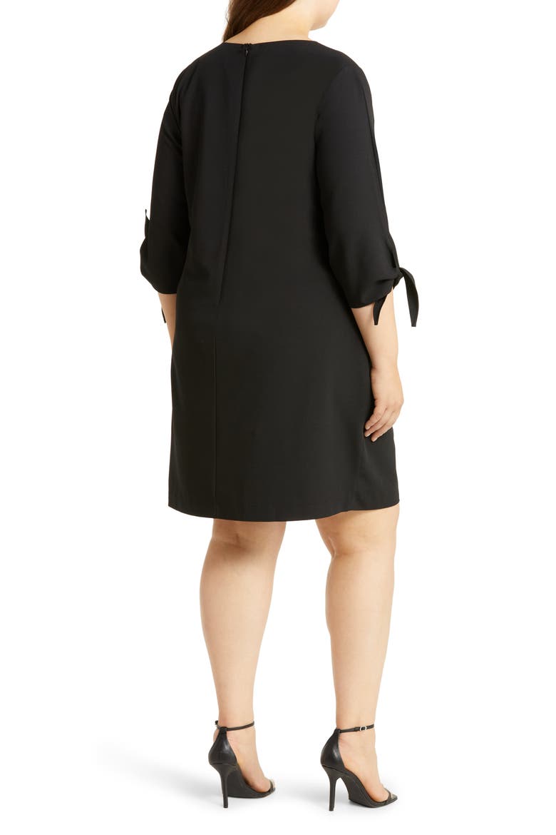 Tie Sleeve Shift Dress, Alternate, color, RICH BLACK