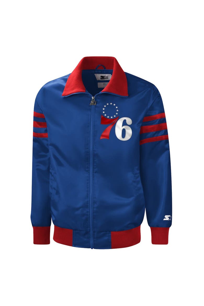 Men's Starter Royal Philadelphia 76ers The Captain II Full-Zip Varsity Jacket, Alternate, color, Royal