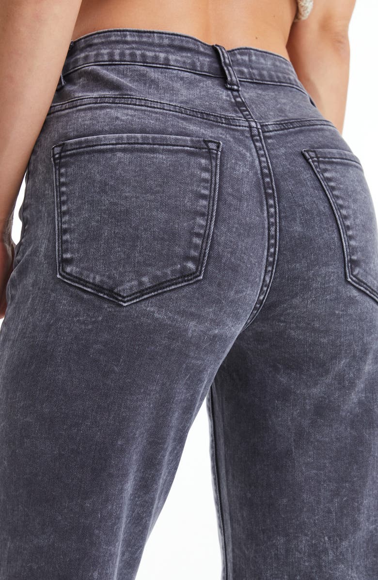 Bayeas High Waist Raw Hem Ankle Wide Leg Jeans, Alternate, color, Graphite