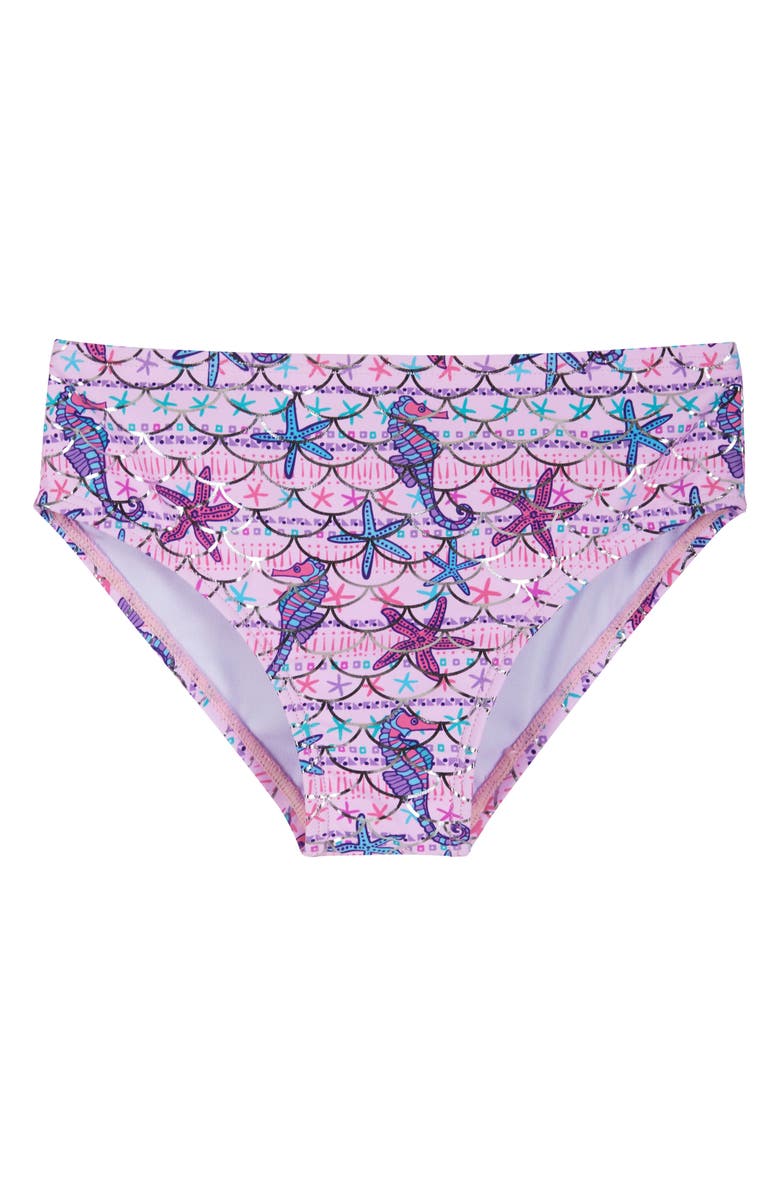 Andy & Evan Kids' Short Sleeve Two-Piece Rashguard Swimsuit, Alternate, color, Purple Seahorse