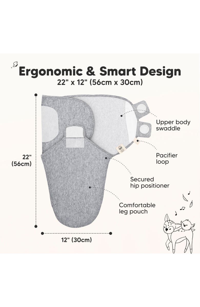 KeaBabies 3-Pack Soothe Swaddle Wraps, Alternate, color, Cloud
