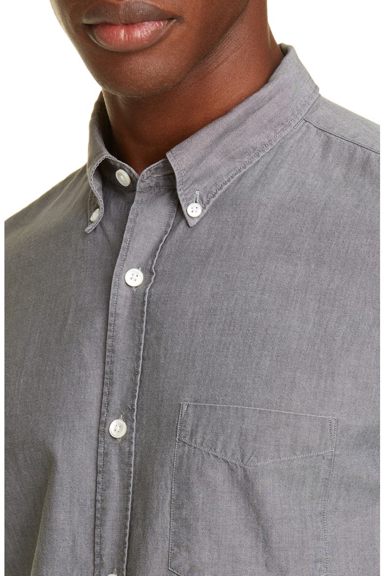 Chambray Button-Down Shirt, Alternate, color, CEMENT